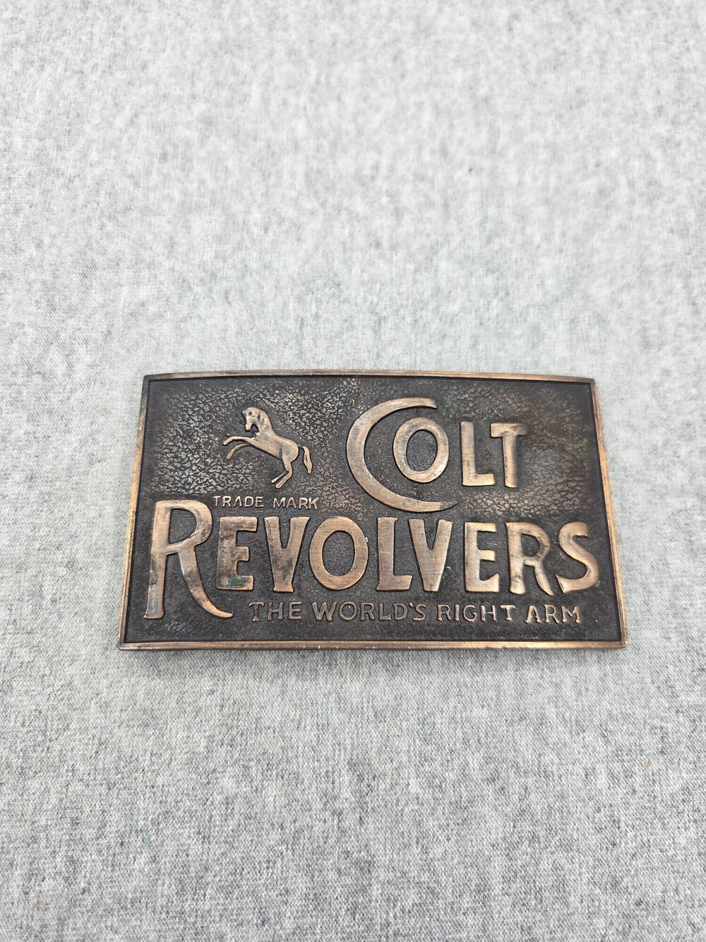 Vintage Colt Revolvers Solid Brass Belt Buckle Heavy Bronze Western Guns